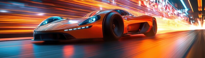 AI in a 3D Cartoon High-Tech Racing Scene, futuristic vehicles, dynamic motion, vibrant colors