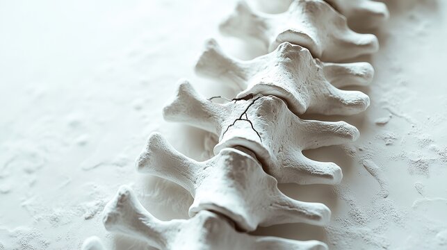 3D rendered illustration of the human spine with a vertebral fracture