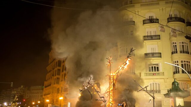 las fallas in valencia where the paper mache statues are burned