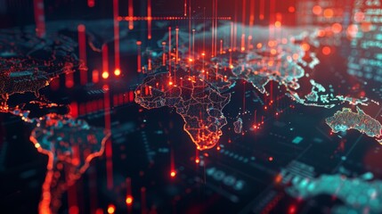 Fototapeta premium Global Network: A Digital World Map Visualization