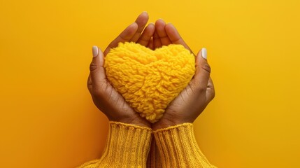 The cozy heart in hands