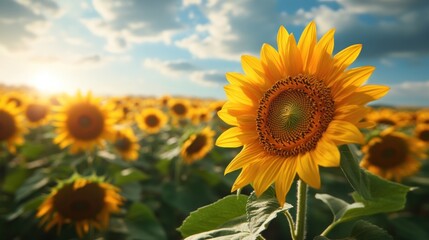 Vibrant Sunflower in a Field of Gold