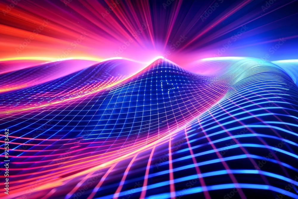 Poster vibrant lines and shapes creating a dynamic and energetic backdrop with ripples of energy, ripples o