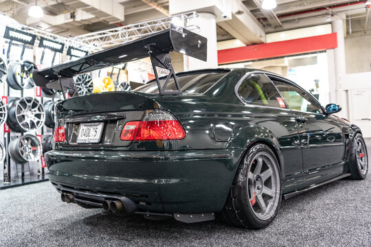 New York City, USA - March 27, 2024: BMW E46 M3 car at New York International Auto Show, rare view