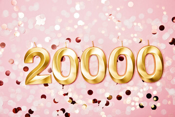 20000 followers card. Template for social networks, blogs. Festive Background Social media celebration banner. 20k online community fans. 20 twenty thousand subscriber