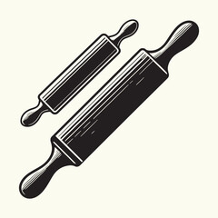 Wooden Rolling Pin Silhouette Vector Illustration