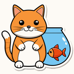 Create a sticker design of cat art vector illustrator