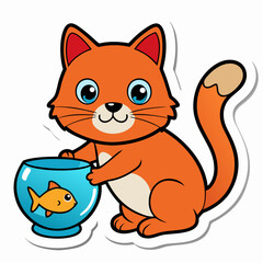 Create a sticker design of cat art vector illustrator