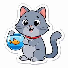 Create a sticker design of cat art vector illustrator
