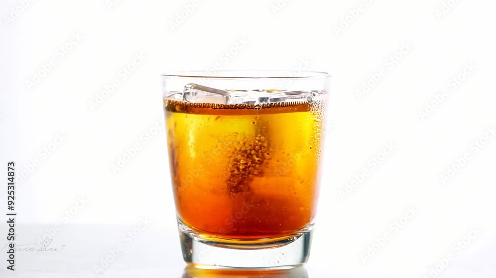 Poster refreshing rum drink with lime slice against a white background generative ai