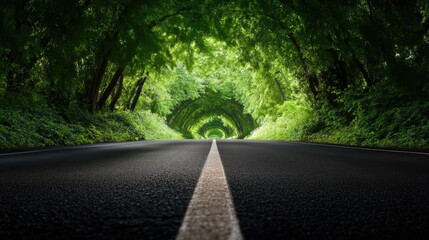 Fototapeta premium asphalt highway road and tree tunnel background. concept of car sale, auto, automobile, automotive empty space, shop or store.