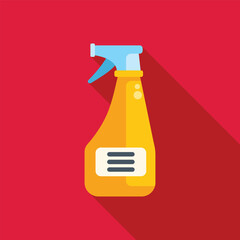 Yellow plastic spray bottle with a blue nozzle for cleaning and disinfection