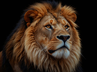 lion head on black, AI generated