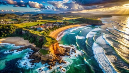A breathtaking aerial shot of a coastline taken by a drone on World Photography Day