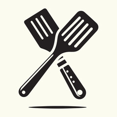 Wooden Handle Spatula Silhouette Vector Illustration