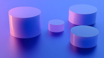 A minimalist arrangement of glossy cylinders in gradient lighting.