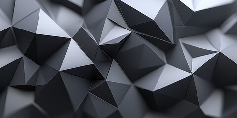 Obraz premium Abstrakt geometrische Polygon Formen Schwarz Silber Farbverlauf Hintergrund Motiv