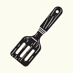 Wooden Handle Spatula Silhouette Vector Illustration