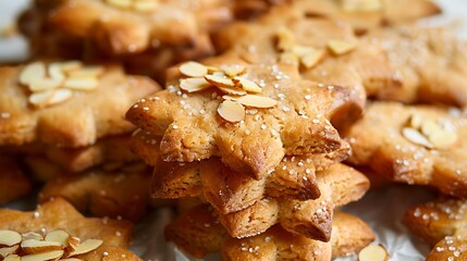 Dainty biscuits composed of chopped almonds and fruit pieces