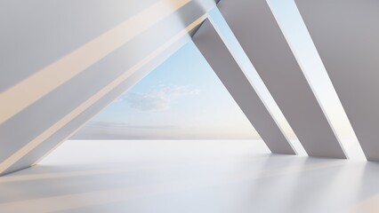 Obraz premium Architecture background geometric arched interior 3d render