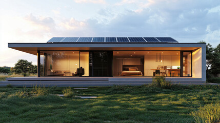 Smart home with integrated solar panels and energy-efficient technologies