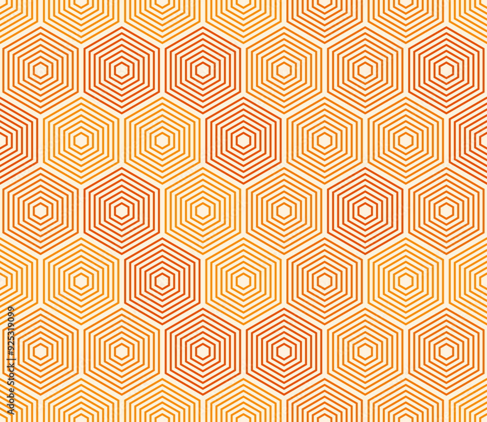 Poster honeycomb hexagons background. stacked hexagons mosaic pattern. orange color tones. large hexagon sh