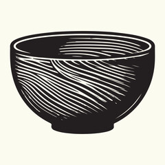 Wooden Bowl Silhouette Vector Illustration