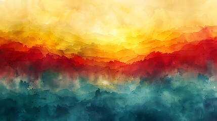 Fototapeta premium Watercolor Spanish flag, red and yellow stripes rippling gently against a light background with subtle hints of cathedral arches, serene and majestic. --ar 16:9 --v 6.0
