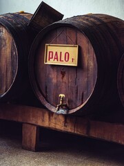 Traditional Mallorcan Palo liqueur in aged wooden barrels