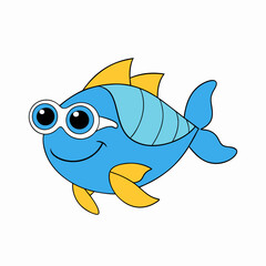 Pez con gafas de sol art vector illustrator