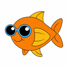 Pez con gafas de sol art vector illustrator