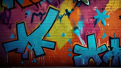 Fototapeta premium Abstract graffiti wall with a dynamic and colorful background
