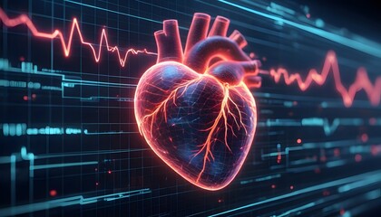heart seen in a digital environment (illustrative and non-medical value).