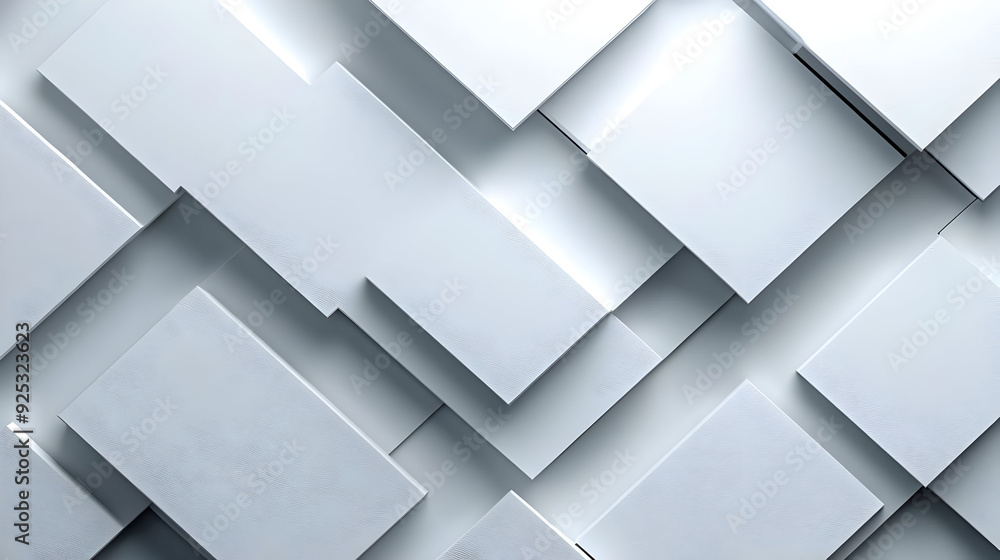 Poster a modern abstract design featuring overlapping rectangular shapes in a light color palette.