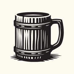 Wooden Mug Silhouette Vector Illustration