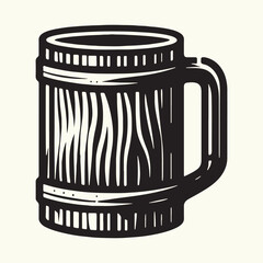 Wooden Mug Silhouette Vector Illustration