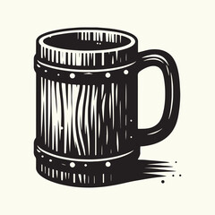 Wooden Mug Silhouette Vector Illustration