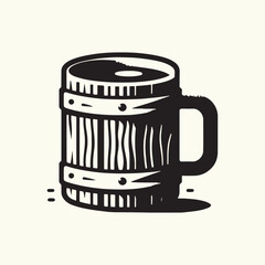 Wooden Mug Silhouette Vector Illustration