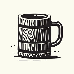 Wooden Mug Silhouette Vector Illustration