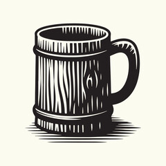 Wooden Mug Silhouette Vector Illustration