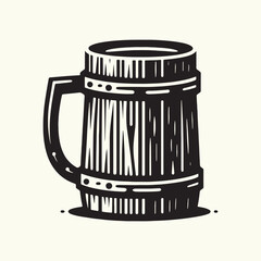 Wooden Mug Silhouette Vector Illustration
