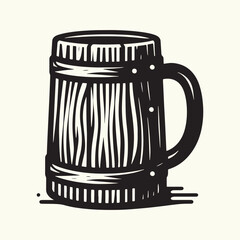 Wooden Mug Silhouette Vector Illustration