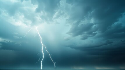 A lightning bolt is seen in the sky above a field of corn