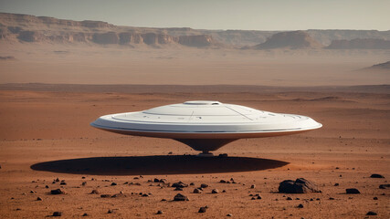 UFO landing on the surface of mars