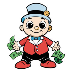 BABYBOY character, estilo Mr monopoly  art vector illustration