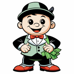 BABYBOY character, estilo Mr monopoly  art vector illustration