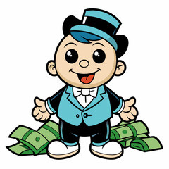 BABYBOY character, estilo Mr monopoly  art vector illustration