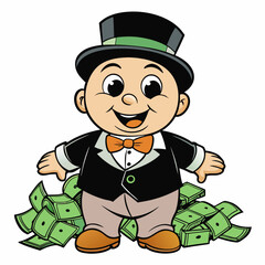 BABYBOY character, estilo Mr monopoly  art vector illustration
