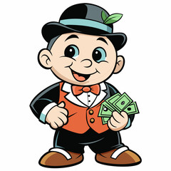 BABYBOY character, estilo Mr monopoly  art vector illustration