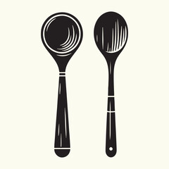 Wooden Spoon Silhouette Vector Illustration